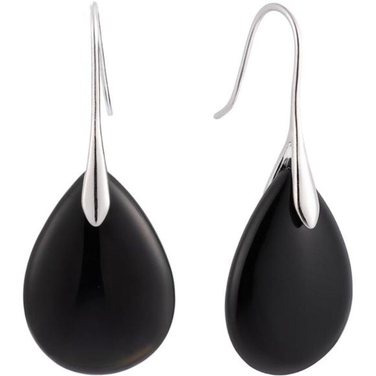 Teardrop Stone Grey Drop Earrings Fishhook Dangle Earrings Silver Tone 30$